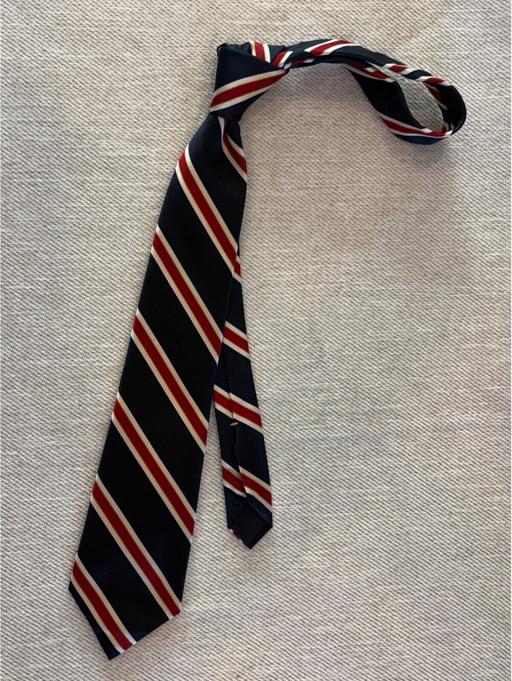Vintage Rooster Ruffler Collection Rep Stripe Ivy League Tie - Navy, Red, Blue